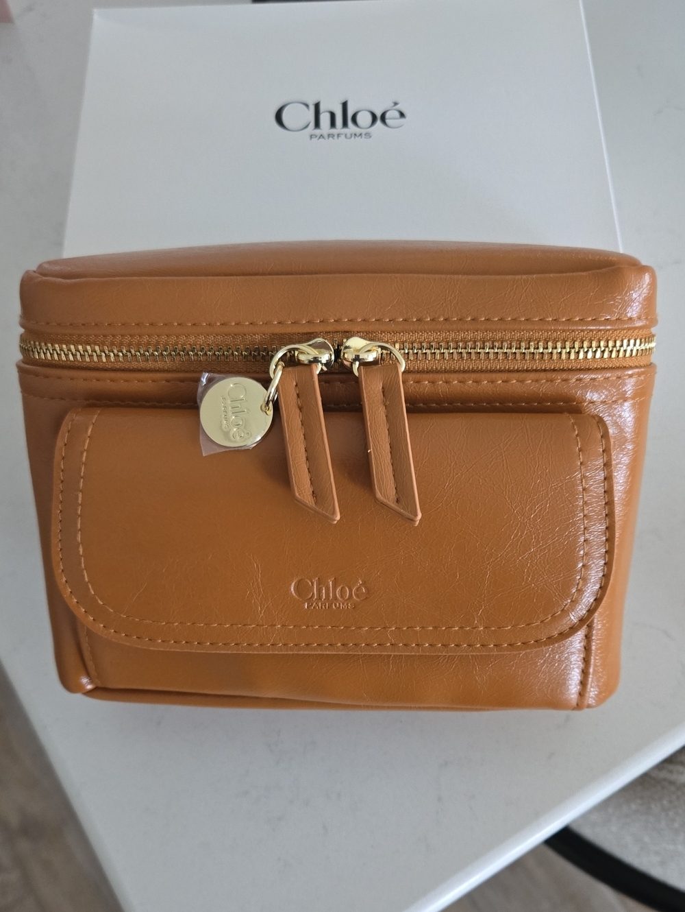 New In Box Chloe Vanity Pouch Carmel Zipper Pouch Bag 7 X 5 Chloe vanity bag